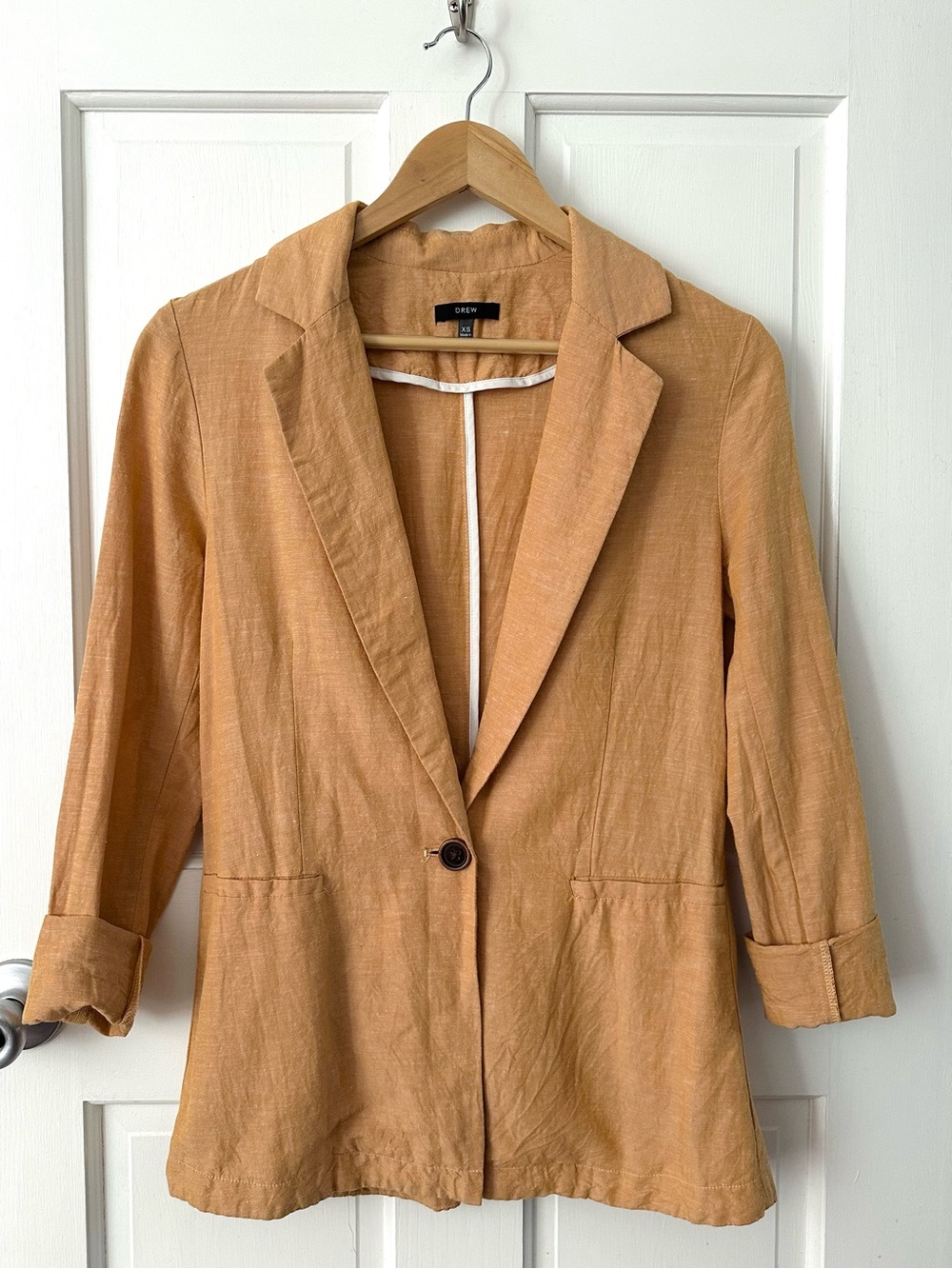 Anthropologie DREW Linen Blend Blazer Jacket in Sunset Size XS
